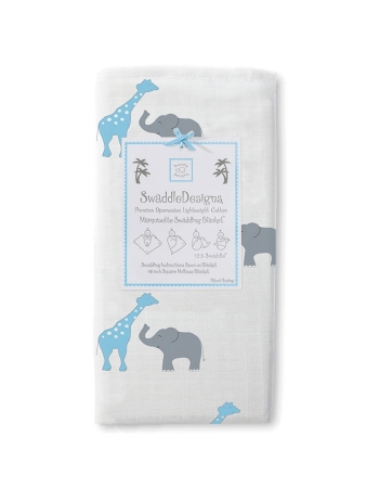 Пеленка детская тонкая SwaddleDesigns Маркизет B Giraffe/Elephant
