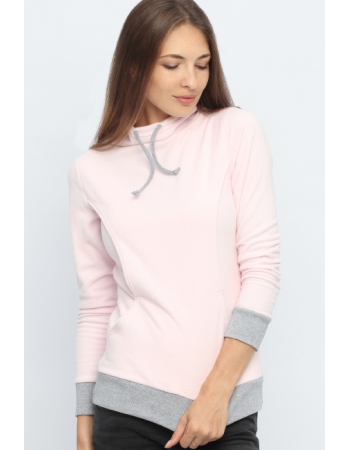 Толстовка для кормящих и беременных флисовая с завязками, цвет светло-розовая