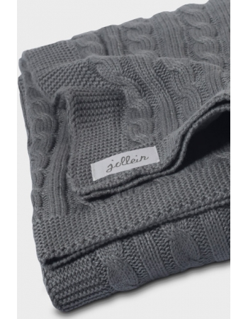 Вязаный плед для новорожденных Jollein (косичка), "антрацит", средний