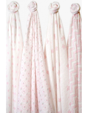 Муслиновые пеленки для новорожденного SwaddleDesigns большие набор 4, Pink Butterfly