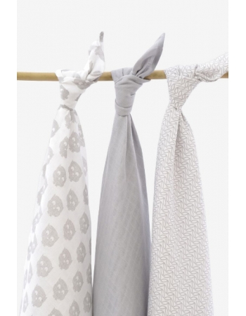 Муслиновые пеленки для новорожденных Jollein большие, Owl grey