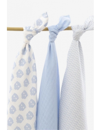 Муслиновые пеленки для новорожденных Jollein большие, Owl blue