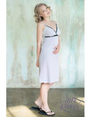 Ночная сорочка для беременных и кормящих "Селена" Milk Rivers, серый меланж