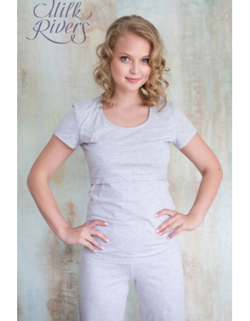 Футболка для беременных и кормящих Milk Rivers серый меланж