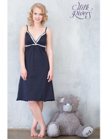 Ночная сорочка для беременных и кормящих "Селена" Milk Rivers, темно-синяя