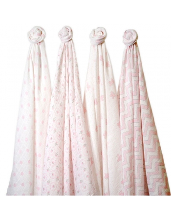 Муслиновые пеленки для новорожденного SwaddleDesigns большие набор 4, Pink Butterfly