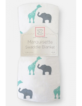 Пеленка детская тонкая SwaddleDesigns Маркизет SC Giraffe/Elephant