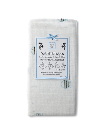 Пеленка детская тонкая SwaddleDesigns Маркизет Blue/Mocha Fish