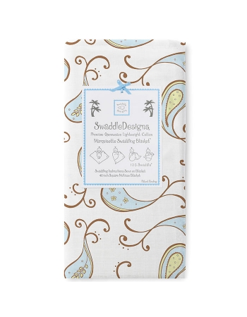 Пеленка детская тонкая SwaddleDesigns Маркизет Pstl Blue Paisley