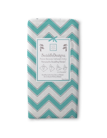 Пеленка детская тонкая SwaddleDesigns Маркизет Turquoise Chevron