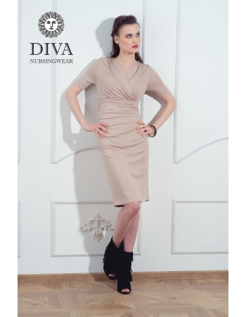 Платье для кормящих и беременных Diva Nursingwear Lucia кор.рукав, Grano