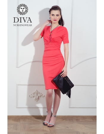 Платье для кормящих и беременных Diva Nursingwear Lucia кор.рукав, Corallo