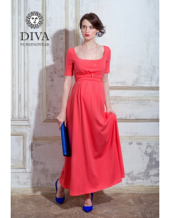 Платье для кормящих и беременных Diva Nursingwear Stella Maxi, Corallo