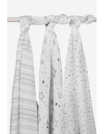 Муслиновые пеленки для новорожденных Jollein большие, Stardust grey (звездная пыль-серые)