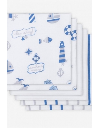 Муслиновые пеленки для новорожденных Jollein средние, Boys at sea (Мальчики на море)