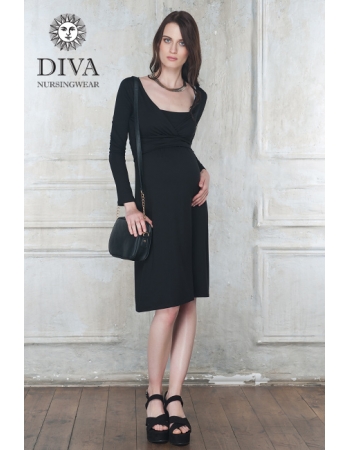 Платье для кормящих и беременных Diva Nursingwear Alba дл.рукав, цвет Nero