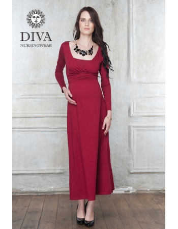 Платье для кормящих и беременных Diva Nursingwear Alba Maxi дл.рукав, цвет Berry