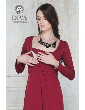 Платье для кормящих и беременных Diva Nursingwear Alba Maxi дл.рукав, цвет Berry