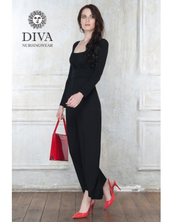 Платье для кормящих и беременных Diva Nursingwear Alba Maxi дл.рукав, цвет Nero