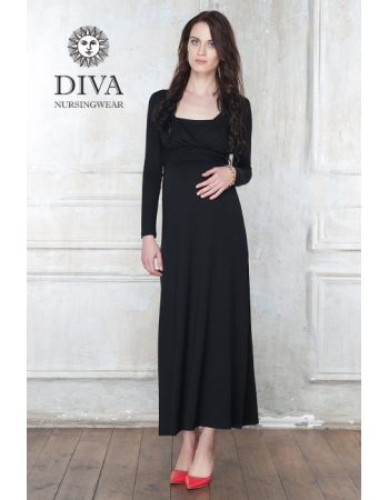 Платье для кормящих и беременных Diva Nursingwear Alba Maxi дл.рукав, цвет Nero