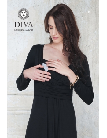 Платье для кормящих и беременных Diva Nursingwear Alba Maxi дл.рукав, цвет Nero