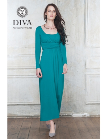 Платье для кормящих и беременных Diva Nursingwear Alba Maxi дл.рукав, цвет Smeraldo