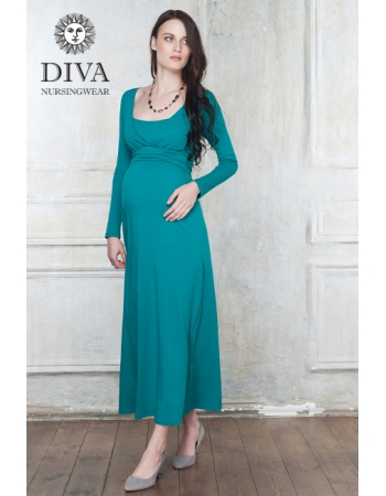 Платье для кормящих и беременных Diva Nursingwear Alba Maxi дл.рукав, цвет Smeraldo