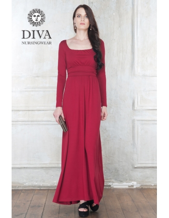 Платье для кормящих и беременных Diva Nursingwear Stella Maxi дл.рукав, цвет Berry