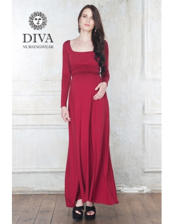 Платье для кормящих и беременных Diva Nursingwear Stella Maxi дл.рукав, цвет Berry