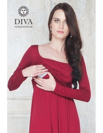 Платье для кормящих и беременных Diva Nursingwear Stella Maxi дл.рукав, цвет Berry