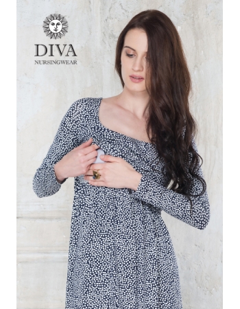 Платье для кормящих и беременных Diva Nursingwear Stella Maxi дл.рукав, принт Domino