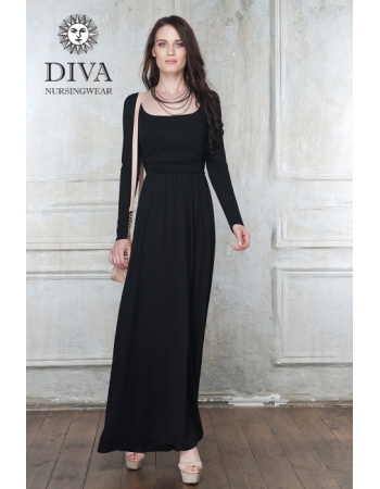 Платье для кормящих и беременных Diva Nursingwear Stella Maxi дл.рукав, цвет Nero