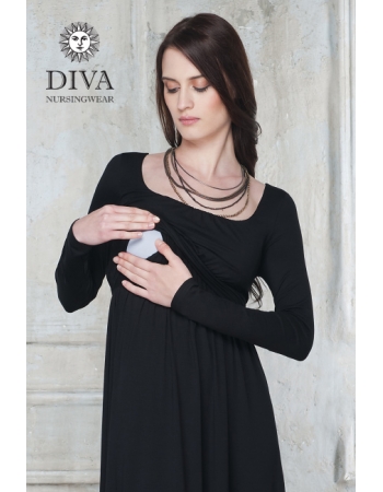 Платье для кормящих и беременных Diva Nursingwear Stella Maxi дл.рукав, цвет Nero