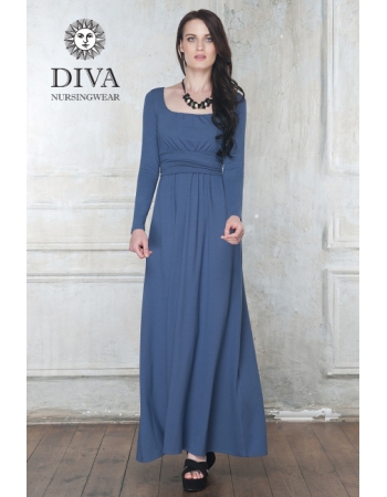 Платье для кормящих и беременных Diva Nursingwear Stella Maxi дл.рукав, цвет Notte
