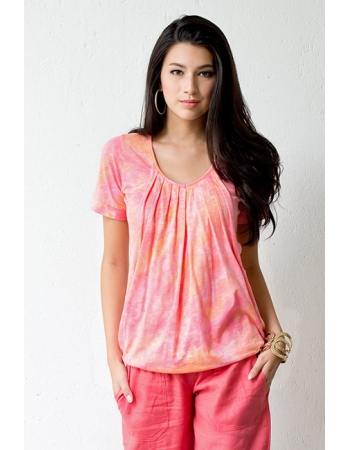 Топ для кормления Slouchy Pleated короткий рукав, Peach Melba