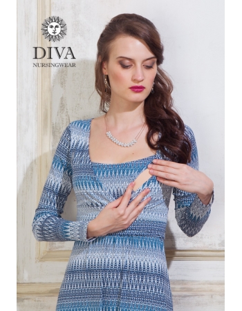 Платье для кормящих и беременных Diva Nursingwear Alba дл.рукав, принт Iceberg