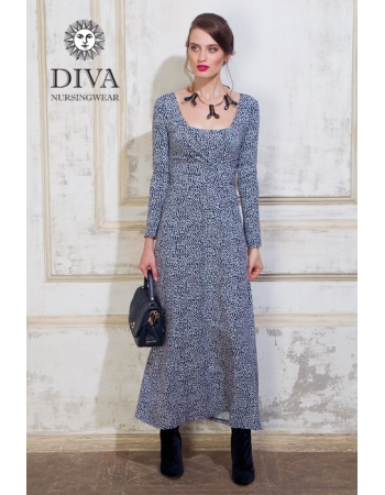Платье для кормящих и беременных Diva Nursingwear Alba Maxi дл.рукав, принт Domino