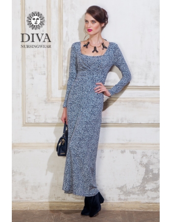 Платье для кормящих и беременных Diva Nursingwear Alba Maxi дл.рукав, принт Domino