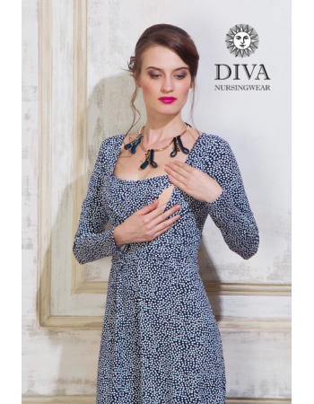 Платье для кормящих и беременных Diva Nursingwear Alba Maxi дл.рукав, принт Domino