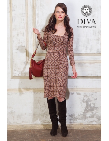 Платье для кормящих и беременных Diva Nursingwear Alba дл.рукав, принт Sole