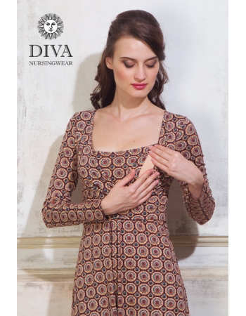 Платье для кормящих и беременных Diva Nursingwear Alba дл.рукав, принт Sole