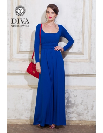 Платье для кормящих и беременных Diva Nursingwear Stella Maxi дл.рукав, цвет Azzurro