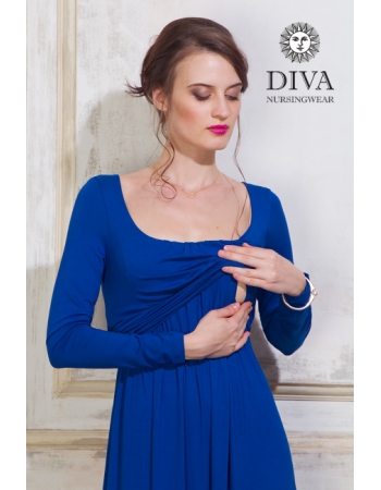 Платье для кормящих и беременных Diva Nursingwear Stella Maxi дл.рукав, цвет Azzurro