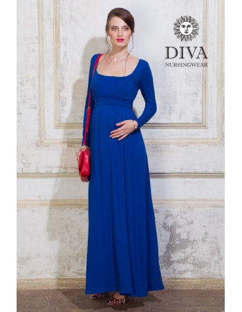 Платье для кормящих и беременных Diva Nursingwear Stella Maxi дл.рукав, цвет Azzurro