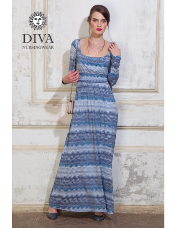 Платье для кормящих и беременных Diva Nursingwear Stella Maxi дл.рукав, принт Iceberg