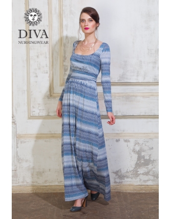 Платье для кормящих и беременных Diva Nursingwear Stella Maxi дл.рукав, принт Iceberg