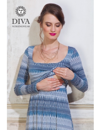 Платье для кормящих и беременных Diva Nursingwear Stella Maxi дл.рукав, принт Iceberg