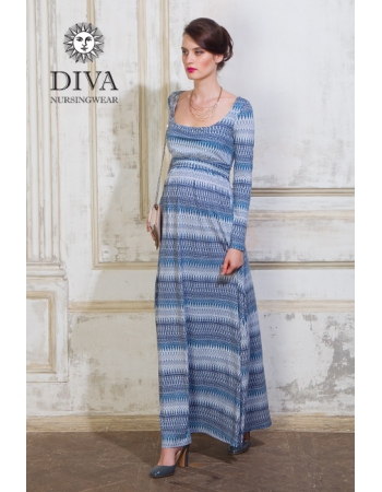 Платье для кормящих и беременных Diva Nursingwear Stella Maxi дл.рукав, принт Iceberg