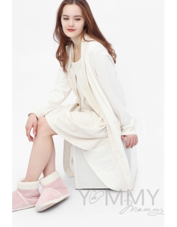 Комплект для роддома экрю/бежевые цветы