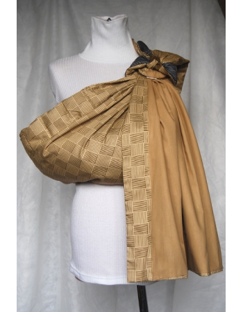 Слинг с кольцами Баюшка двуслойный, Бежево-синий